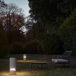 The Luceplan Nui collection of outdoor floor and wall lamps