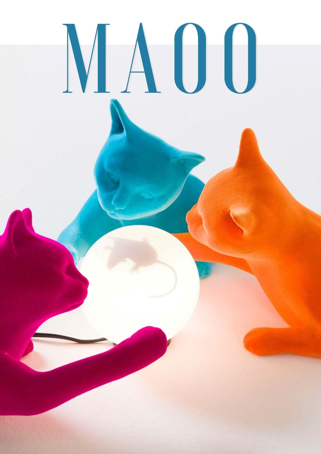 Maoo Leuchten in Türkis, Orange und Fuchsia mit leuchtender Kugel