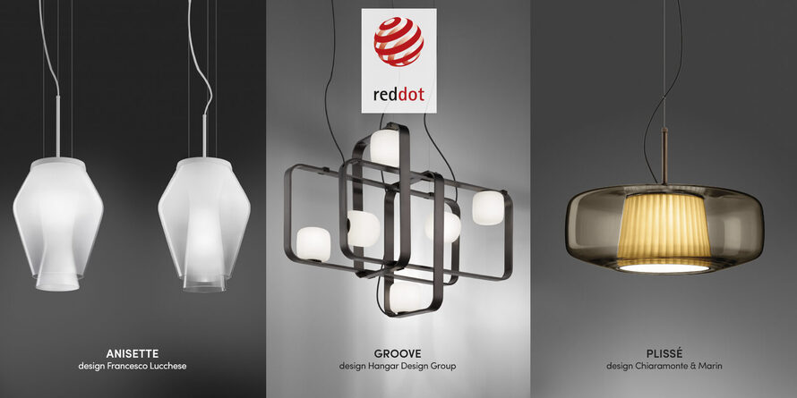 Anisette, Groove und Plissé gemeinsam in der Red Dot Nominierungsgrafik